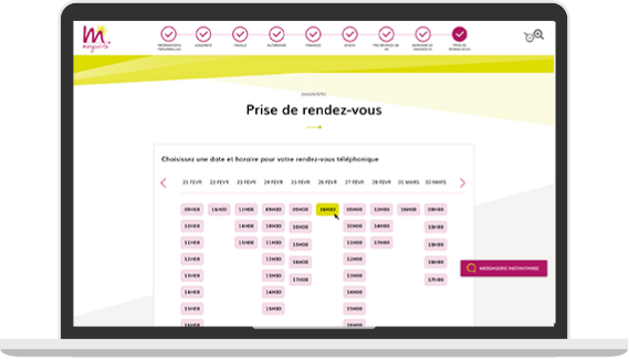 Ecran de prise de rendez-vous